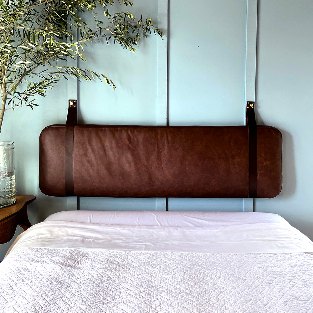 Hanging Leather Headboard | Full/Queen | Caramel - The Citizenry