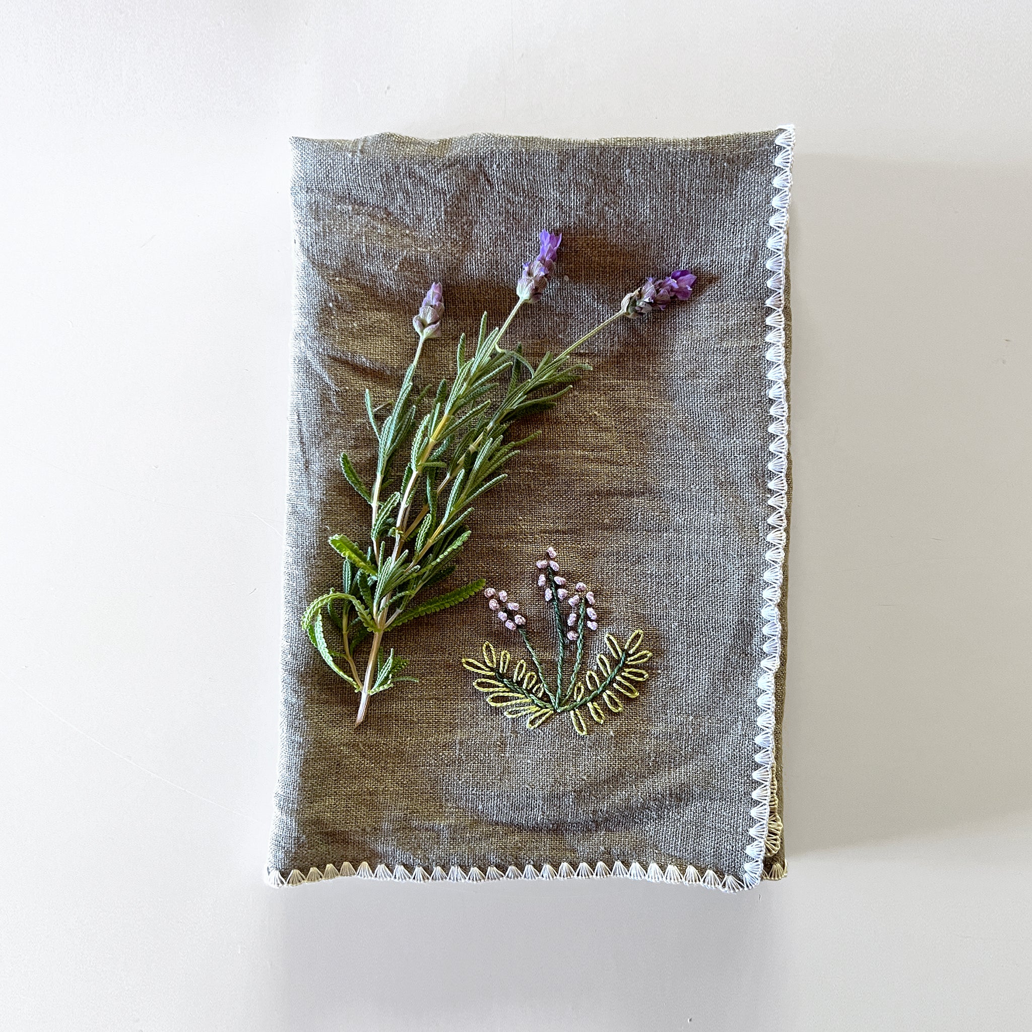 PREORDER - Hand Embroidered Linen Napkins - Set of 4 - Lavender