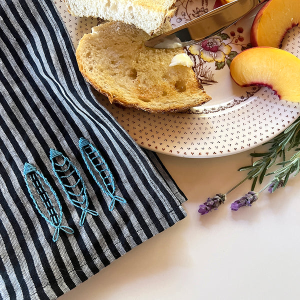 PREORDER - Hand Embroidered Linen Napkins - Set of 4 - Lavender